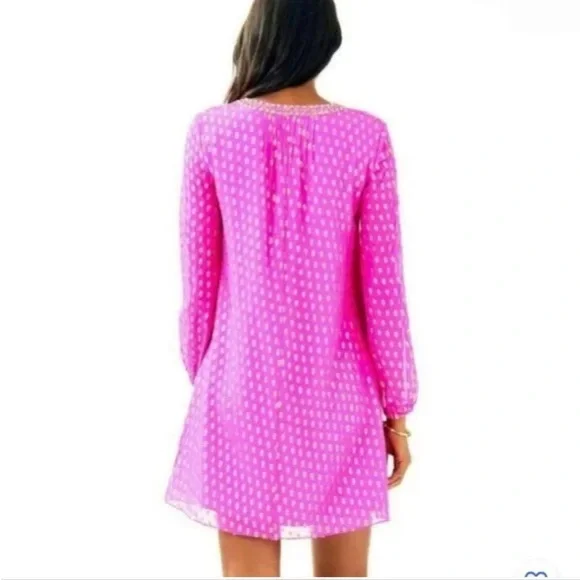 Lilly Pulitzer Pink and Gold Silk “Colby” Dress - Picture 6 of 10